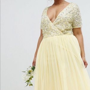 yellow wedding dress plus size